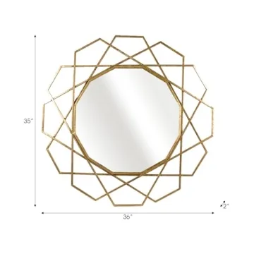 Stunning 35" Round Geometric Wall Mirror for Any Room
