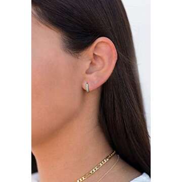 Huggie Hoop Cuff Earrings - Dainty Sterling Silver Turquoise