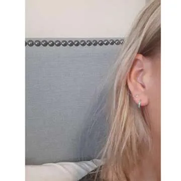 Huggie Hoop Cuff Earrings - Dainty Sterling Silver Turquoise
