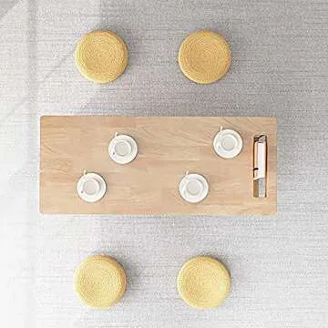 WoodShine Mid Century Modern Mini-Swing Wooden Coffee/Tea Table, Japanese Accent Floor Desk, Real So...