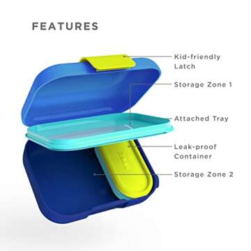 ZOKU - Mini Bento Box for Kids, Stackable, Lightweight, Leakproof, for Children, Kid Friendly Latch,...