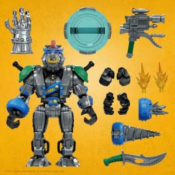 Super7 ULTIMATES! Teenage Mutant Ninja Turtles Robotic Bebop - 8" TMNT Action Figure with Accessories Classic Cartoon Collectibles