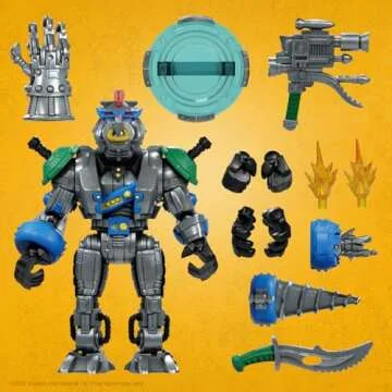 Super7 ULTIMATES! Teenage Mutant Ninja Turtles Robotic Bebop - 8" TMNT Action Figure with Accessories Classic Cartoon Collectibles