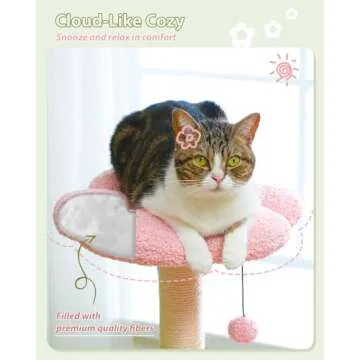 MUTTROS Flower Cat Tree with Large Metal Frame Hammock, 35" Cute Cat Tower with Sisal Scratching Posts for Small Indoor Cats, Cat Condo with Pink Top Perch for Kittens, Pink