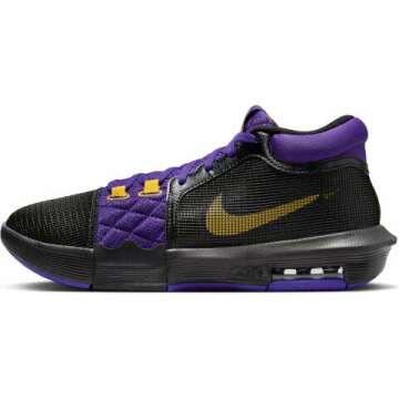 LeBron Witness 8 Basketball Shoes - Black/Field Purple/University Gold, Size 13