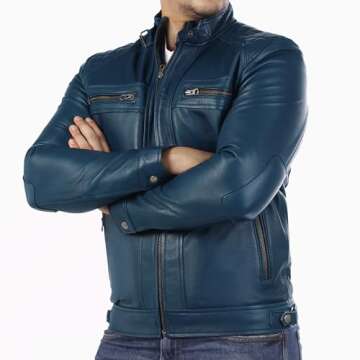 Jild Signature Diamond Style Café Racer Lambskin Leather Jacket Men - Timeless Quilted Style