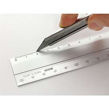Midori 30cm Aluminium Ruler Black Durable Precision Tool