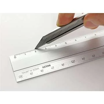 Midori 30cm Aluminium Ruler Black Durable Precision Tool
