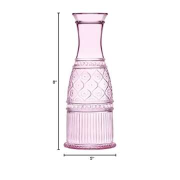 Godinger Carafe Pitcher, Water Pitcher, Wine Carafe, Glass Water Pitcher, Vintage Decor - Pink, Claro Collection