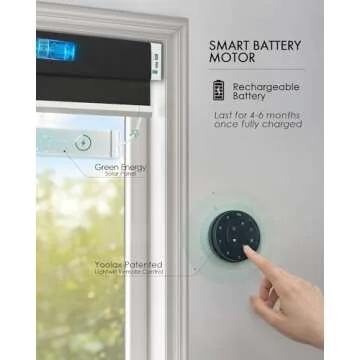 Yoolax Motorized Cellular Shades Compatible with Alexa, Blackout Motorized Blinds Smart Honeycomb Shades for Windows, Automatic Blinds with Remote Custom Size (Blackout Noir)