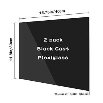 Zuvas Black Plexiglass Sheet 11.8” x 15.75” x 1/8” 2 Pack Black Cast Acrylic Sheet, DIY Materi...
