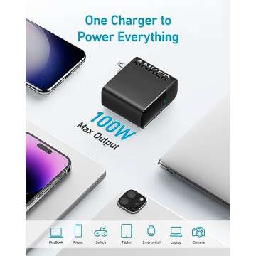 Mac Book Pro Charger, 100W USB C Charger, Anker Compact and Foldable Fast Charger for MacBook Air, Samsung Galaxy, iPad Pro, and All USB C Devices, 5 ft USB C to USB C Cable Included