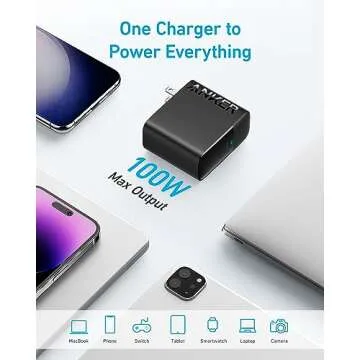 Mac Book Pro Charger, 100W USB C Charger, Anker Compact and Foldable Fast Charger for MacBook Air, Samsung Galaxy, iPad Pro, and All USB C Devices, 5 ft USB C to USB C Cable Included