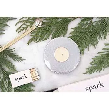 Renee Redesigns Handmade Silver Slate Stone Coasters For Drinks | Protect Your Table Tops From Drink Rings and Spills | Unique 4-Piece Holiday Gift Set, Round - 4 x 4 inches