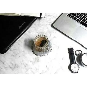 Renee Redesigns Handmade Silver Slate Stone Coasters For Drinks | Protect Your Table Tops From Drink Rings and Spills | Unique 4-Piece Holiday Gift Set, Round - 4 x 4 inches