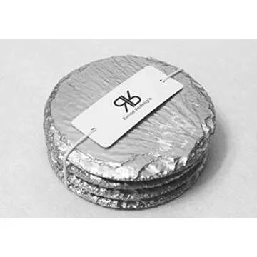 Renee Redesigns Handmade Silver Slate Stone Coasters For Drinks | Protect Your Table Tops From Drink Rings and Spills | Unique 4-Piece Holiday Gift Set, Round - 4 x 4 inches