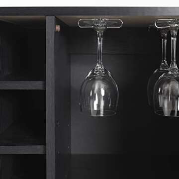 South Shore Bar Cabinet with Bottle and Glass Storage, Black Oak