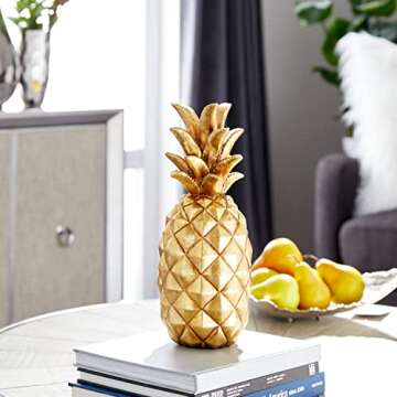 Deco 79 Polystone Fruit Decorative Sculpture Pineapple Home Decor Statue, Accent Figurine 6" x 6" x ...