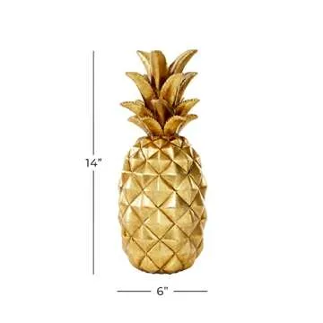 Deco 79 Polystone Fruit Decorative Sculpture Pineapple Home Decor Statue, Accent Figurine 6" x 6" x 14", Gold