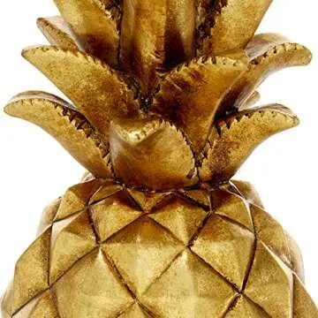 Deco 79 Polystone Fruit Decorative Sculpture Pineapple Home Decor Statue, Accent Figurine 6" x 6" x 14", Gold