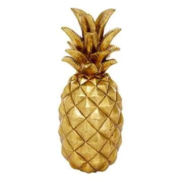 Deco 79 Polystone Fruit Decorative Sculpture Pineapple Home Decor Statue, Accent Figurine 6" x 6" x 14", Gold
