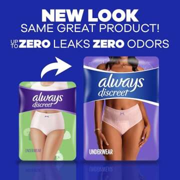 Always Discreet Adult Incontinence & Postpartum Underwear for Women, Classic Cut, Size Extra-Large, ...