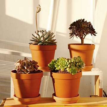 Yishang Large Terra Cotta Pots with Drainage - Perfect for Your Plants