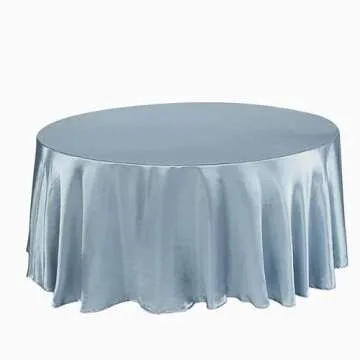 Tableclothsfactory 120" Dusty Blue Wholesale Linens Satin Round Tablecloth for Kitchen Dining Catering Wedding Birthday Party Events