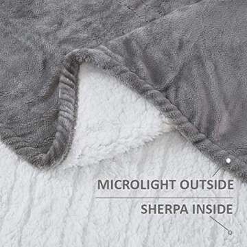Comfort Spaces Plush to Sherpa Electric Blanket Shawl Shoulder, Neck Wrap with Matching Sock Set Giftable Ultra Soft, Warm, Snuggle Fleece-Reversible Heated Poncho Throw, 50" W x 64" L, Grey