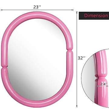 H-A Candy Pink Bagel Wall Mirror - Modern Decor Accent
