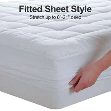 EASELAND RV King Mattress Pad Pillow Top Mattress Cover Quilted Fitted Mattress Protector Cotton Top 8-21" Deep Pocket Cooling Mattress Topper (72x80 Inches, White)