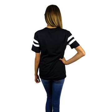 Disney Womens Minnie Mouse Varsity Football Tee Large Black