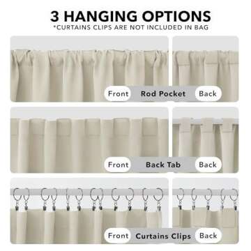 Deconovo Blackout Curtains Back Tab and Rod Pocket Thermal Insulated Room Darkening Curtains for Living Room 52Wx108L Inch Light Beige 2 Panels