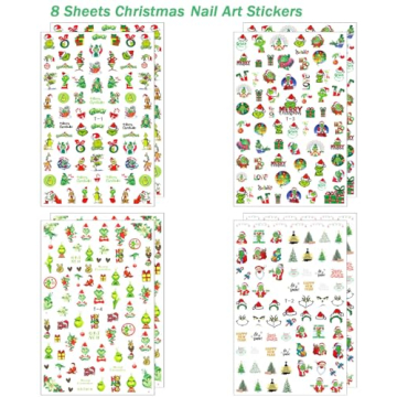 8 Christmas Nail Art Stickers for Festive Designs