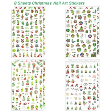 8 Christmas Nail Art Stickers for Festive Designs