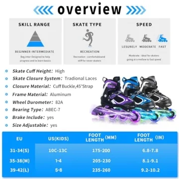 MammyGol Inline Skates for Kids with Light-Up Wheels