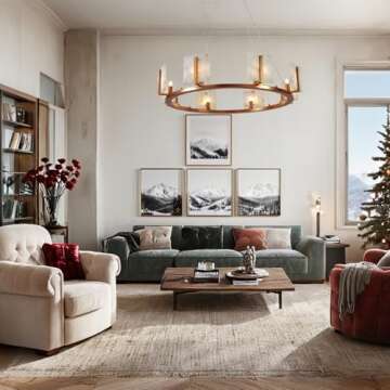 Modern Alabaster Chandelier - Adjustable Height 33" Dia