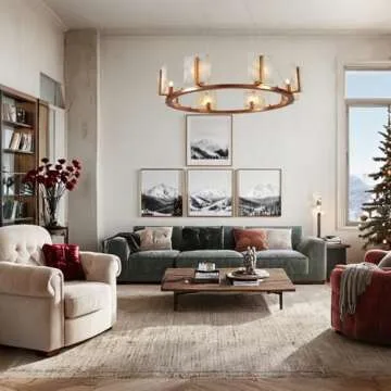 Modern Alabaster Chandelier - Adjustable Height 33" Dia