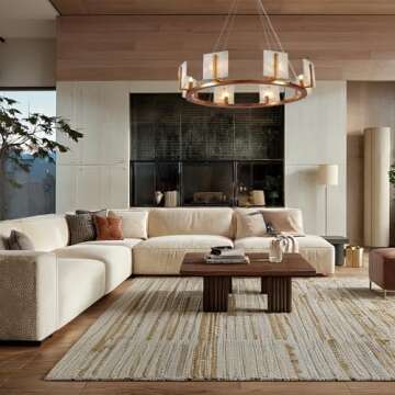 Modern Alabaster Chandelier - Adjustable Height 33" Dia