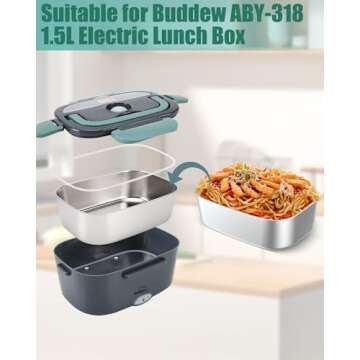 Buddew 1.5L 304 Stainless Steel Inner Container Electric Lunch Box, Removable Replacement Tray with ...