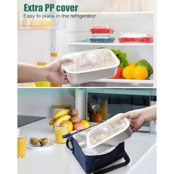 Buddew 1.5L 304 Stainless Steel Inner Container Electric Lunch Box, Removable Replacement Tray with Sealed Silicone Cover, Easy to Clean, Eco Friendly and Dishwasher Safe