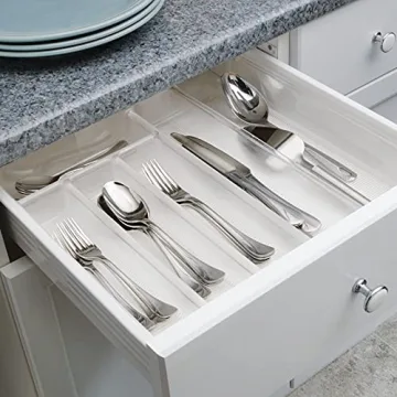 mDesign Expandable Plastic Kitchen Organizer Tray for Utensils