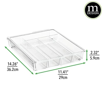 mDesign Expandable Plastic Kitchen Organizer Tray for Utensils