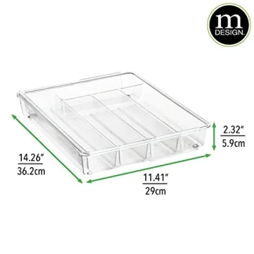 mDesign Expandable Plastic Kitchen Organizer Tray for Utensils