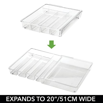 mDesign Expandable Plastic Kitchen Organizer Tray for Utensils