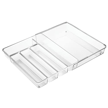 mDesign Expandable Plastic Kitchen Organizer Tray for Utensils