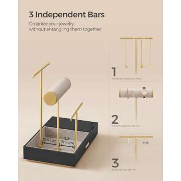 SONGMICS Elegant Jewelry Holder with Mirror and Organizer