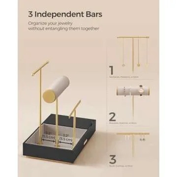 SONGMICS Elegant Jewelry Holder with Mirror and Organizer