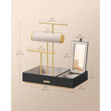 SONGMICS Elegant Jewelry Holder with Mirror and Organizer