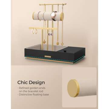 SONGMICS Elegant Jewelry Holder with Mirror and Organizer